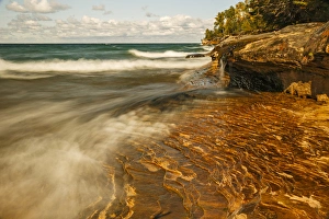 Michigan Prints: Long exposure of waves on Lake Superior in fall, Pictured Rocks National Lakeshore