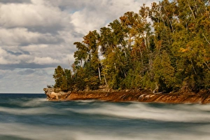 Michigan Prints: Long exposure of waves along shoreline of Lake Superior, Pictured Rocks National Lakeshore