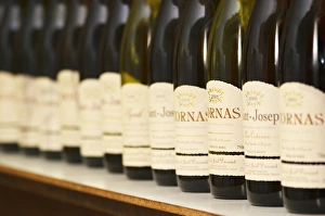 Cornas Prints: A long line of bottles for tasting in the tasting room, Cornas, Saint Joseph, Syrah