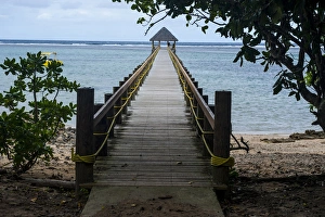 Viti Levu Prints: Long wooden pier, Coral Coast, Viti Levu, Fiji, South Pacific
