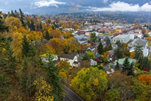 Nelson Prints: Looking down into autumn in downtown Nelson, British, Columbia, Canada