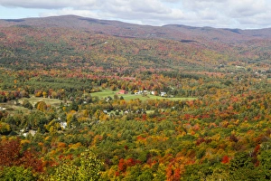 Massachusetts Prints: Looking out over the autumn landscape from Route 2 in Western Massachusetts, United States