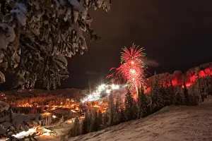 Dark Prints: Looking down into the Big Mountain village area at night during the New Years Eve