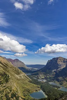 Images Dated 16th September 2021: Looking down on Chain of Lakes to the Many Glacier Valley from Swiftcurrent Pass area in Glacier National Park