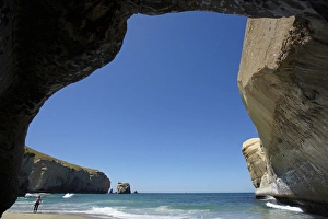 Dunedin Prints: Looking out from sea cave, Tunnel Beach, Dunedin, South Island, New Zealand