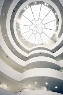 New York City Prints: Looking up at the skylight and upper levels of the Guggenheim museum in New York city