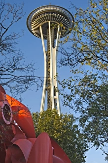 Images Dated 21st October 2006: Looking up at the Space Needle in the Seattle Center in Seattle, Washington