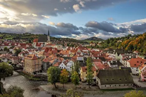 Looking down onto the village of Cesky Krumlov, Czech Republic