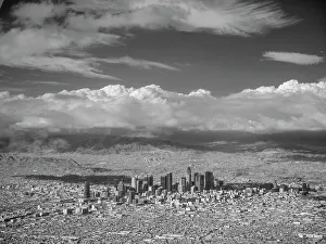 Infrared Prints: Los Angeles, California, from the air, infrared black-and-white