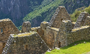 Inca Prints: Lost City, details of ancient Inca buildings, Machu Picchu, Peru