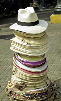 Lots og hats for sale in the Old City, Cartagena, Colombia