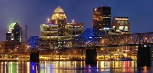 Sky Line Prints: Louisville skyline at dusk