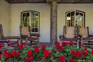 Lodging Prints: Lounge chairs at Lake McDonald Lodge in Glacier National Park, Montana, USA