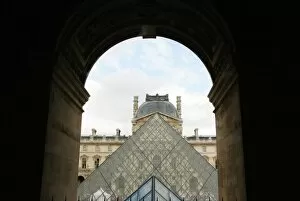 Louvre Museum. The large glass pyramid designed by the architect Leo Ming Pei, in 1981