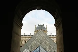 Louvre Prints: Louvre Museum. The large glass pyramid designed by the architect Leo Ming Pei, in 1981