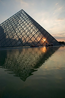 Relaxed Prints: Louvre Pyramid at sunset, Paris, France