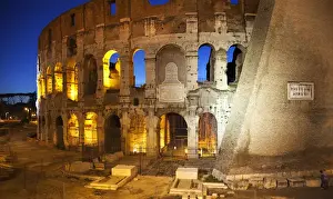 Old Fashioned Prints: Love in the Ruins, Colosseum Lovers, Night Rome Italy Resubmit--In response to