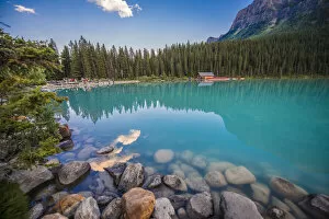 Low angle photo of Lake Louise in Banff, Canada