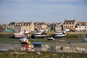 Low tide in the harbor at the village of Barfleur in the region of Basse-Normandie, France