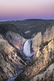 Geothermal Prints: Lower Falls and colorful canyon walls of hydrothermally altered rhyolite