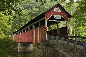 Bucolic Prints: Lower Humbert Covered Bridge. Spanning Laurel Hill Creek. Laurel Highlands, Pennsylvania