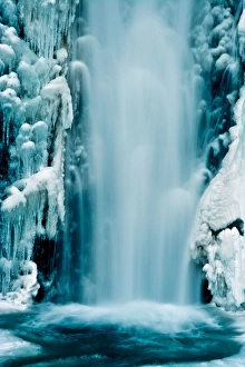 Oregon Prints: Lower Multnomah Falls; winter; frozen; Columbia Gorge; Oregon; USA
