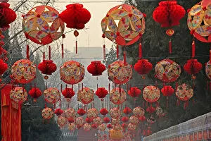 China Gallery: Lucky Red Lanterns Chinese New Year Decorations Ditan Park Beijing China. During Lunar New Year