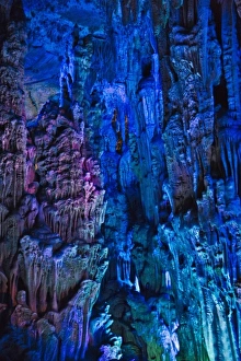 Guangxi Prints: Ludi (Reed Flute) Cave, limestone cave formation, near Guilin, Guangxi, China