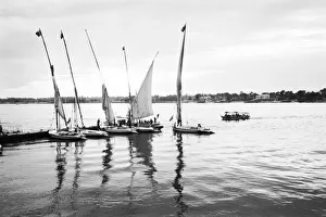Nile River Prints: Luxor Egypt, Feluccas on the Nile
