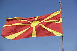 MACEDONIA, Ohrid. Macedonian Flag