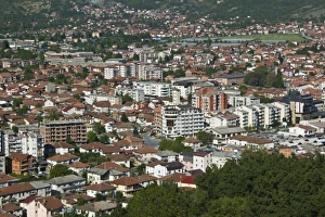 Macedonia Prints: MACEDONIA, Ohrid. Overview of new Ohrid