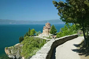 Images Dated 10th May 2007: MACEDONIA, Ohrid. Sveti Jovan at Kaneo Church (13th century) and Lake Ohrid / Morning