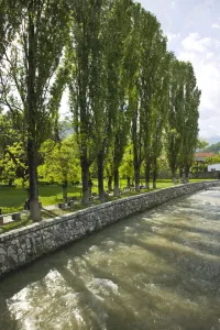 Images Dated 8th May 2007: MACEDONIA, Tetovo. Painted Mosque (Sarena Djamija)-River View by Mosque