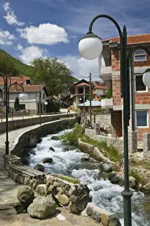 MACEDONIA, Vevcani. Vevcani Village and town waterfall / rapids
