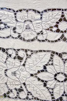 Fabric Prints: Madagascar, Island of Nosy Komba (next to Nosy Be) fishing village of Ampangoriana