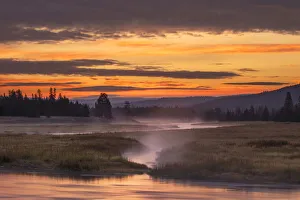 Madison River at sunrise, Yellowstone National Park, Wyoming