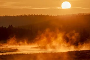 Madison River at sunrise, Yellowstone National Park, Wyoming