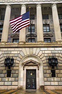 Architecture Collection: Main entrance to Herbert Hoover Building, Commerce Department, 14th Street, Washington DC