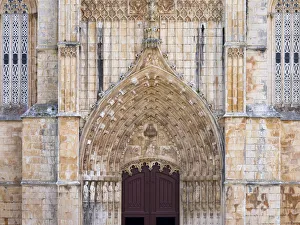 Iberian Peninsula Prints: The main portal. The monastery of Batalha, Mosteiro de Santa Maria da Vitoria (UNESCO