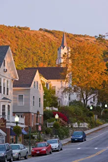 Lamp Post Prints: Main Street, Camden, Maine, fall