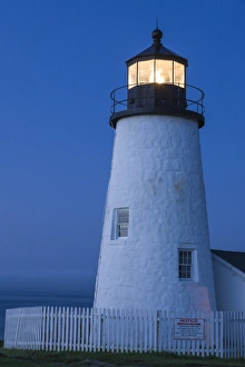 Protection Prints: Maine, Pemaquid. Light from the historical lighthouse offers protection to ships