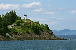 Oceanfront Prints: Maine, Rockland, Penobscot Bay. Owls Head State Park, historic Owls Head Lighthouse