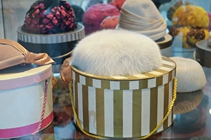 Retro Prints: Malaga, Spain. Collection of vintage hats. (Editorial Use Only)