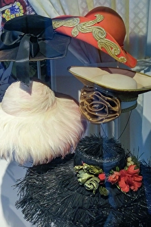 Retro Prints: Malaga, Spain. Collection of vintage hats. (Editorial Use Only)