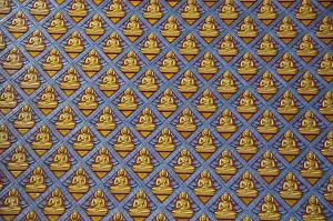 Orient Prints: Malaysia, Island of Penang. Thai Buddhist Temple (AKA Wat Chaiyamangalaram), colorful