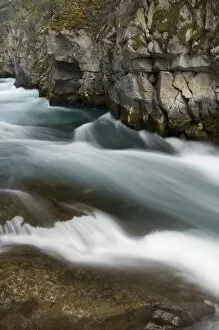 The Maligne River running through Maligne Canyon, Jasper National Park, Jasper Canada