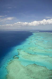 Barrier Prints: Malolo Barrier Reef off Malolo Island, Mamanuca Islands, Fiji, South Pacific - aerial