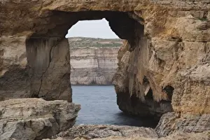 Gozo Prints: Malta, Gozo Island, Dwejra, Azure Window Arch on Dwejra Bay
