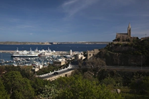 Gozo Prints: Malta, Gozo Island, Mgarr, harbor view with ferry port