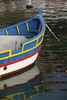 Ferry Prints: Malta, Gozo Island, Mgarr, detail of traditional luzzu fishing boat
